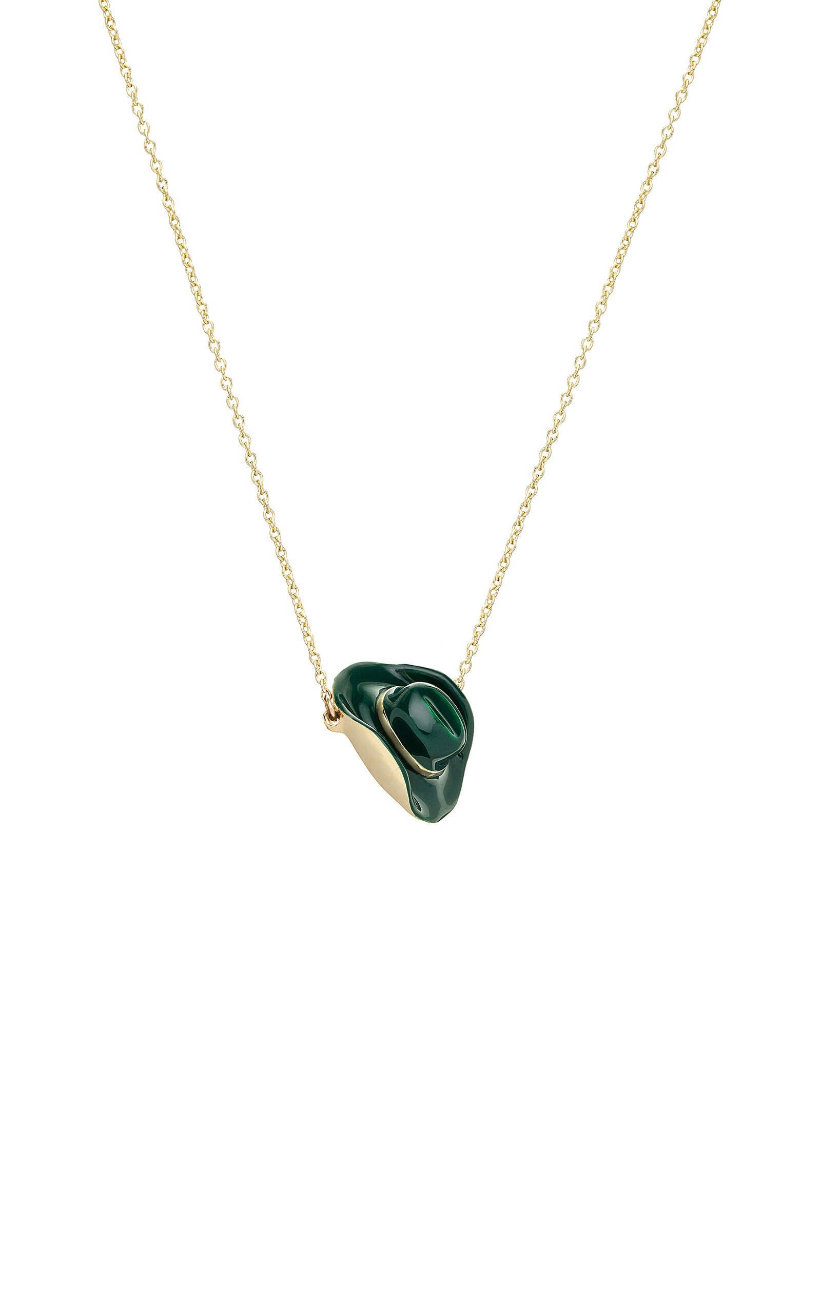 Cowboy Hat 9K Yellow Enamel Necklace