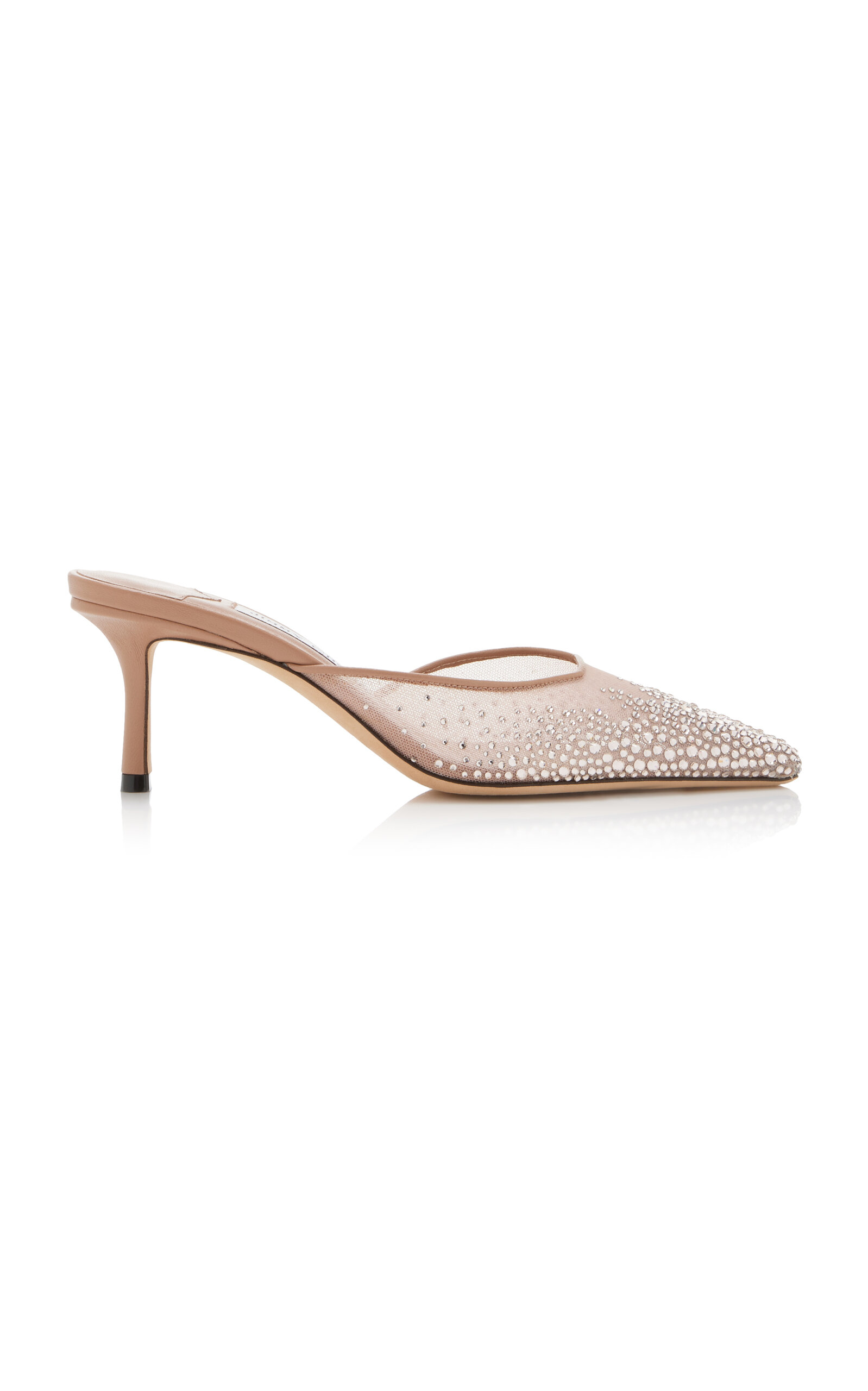 Shop Jimmy Choo Vivi Crystal-mesh Mules In Neutral