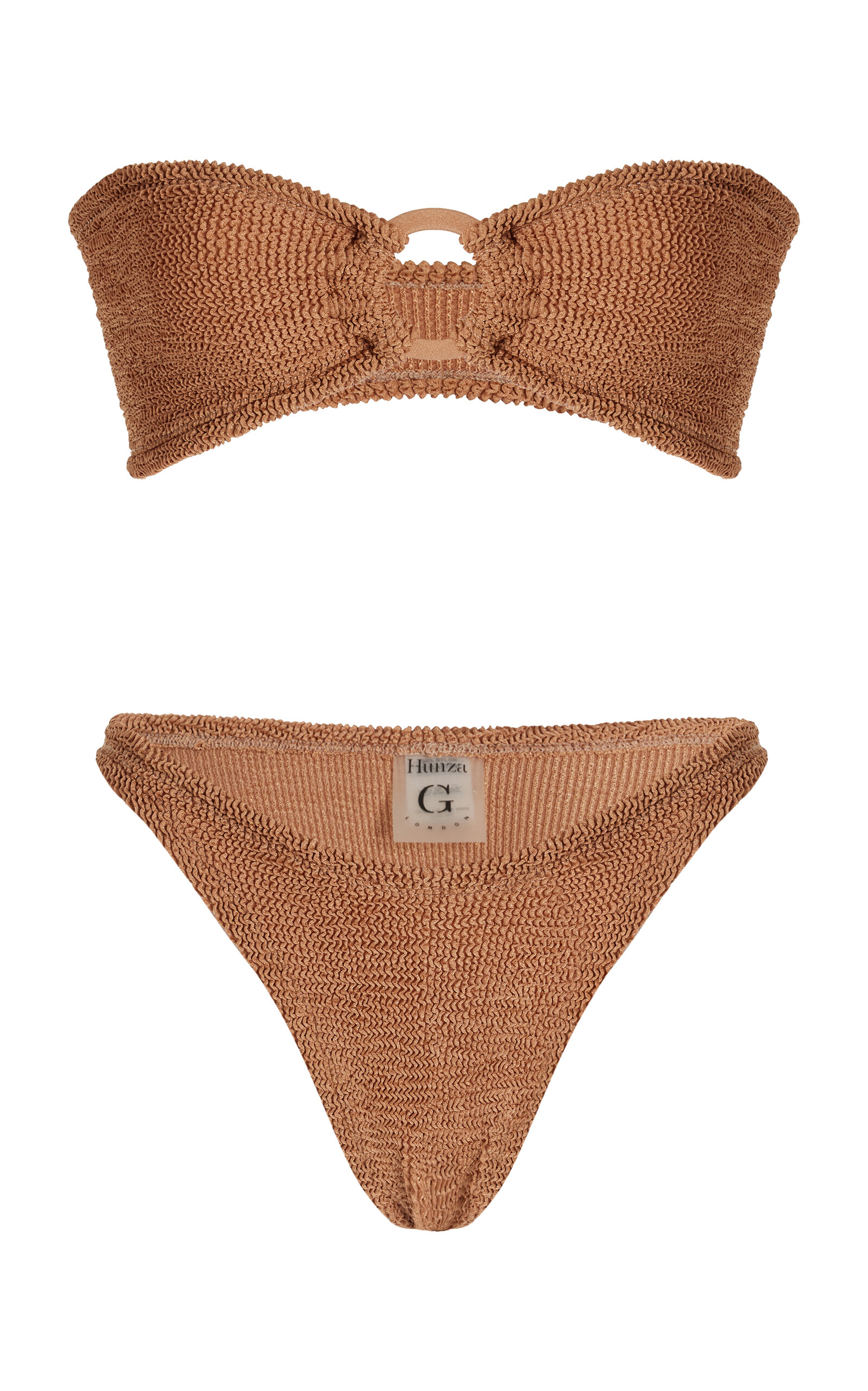 Hunza G Gloria Bikini With Fabric Covered Hoops In Brown