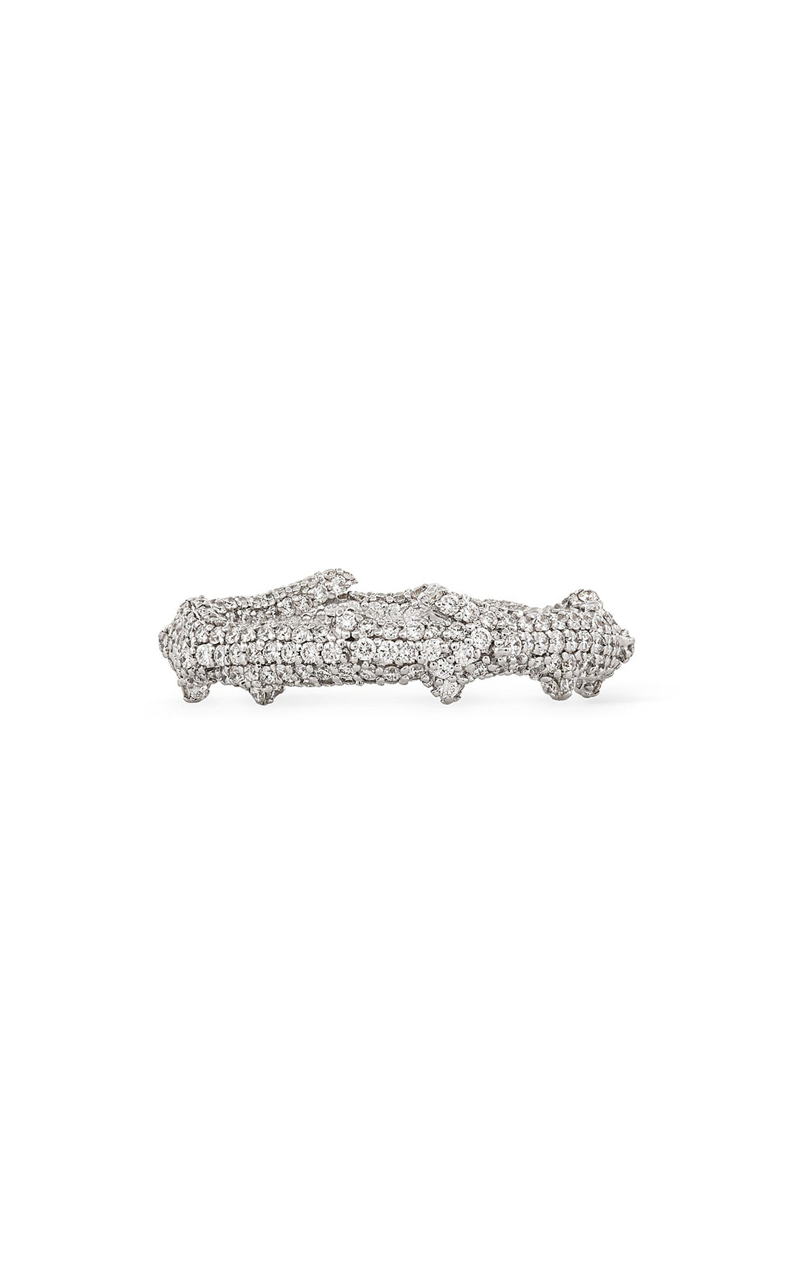 Flora Pave 18K White Gold Diamond Ring