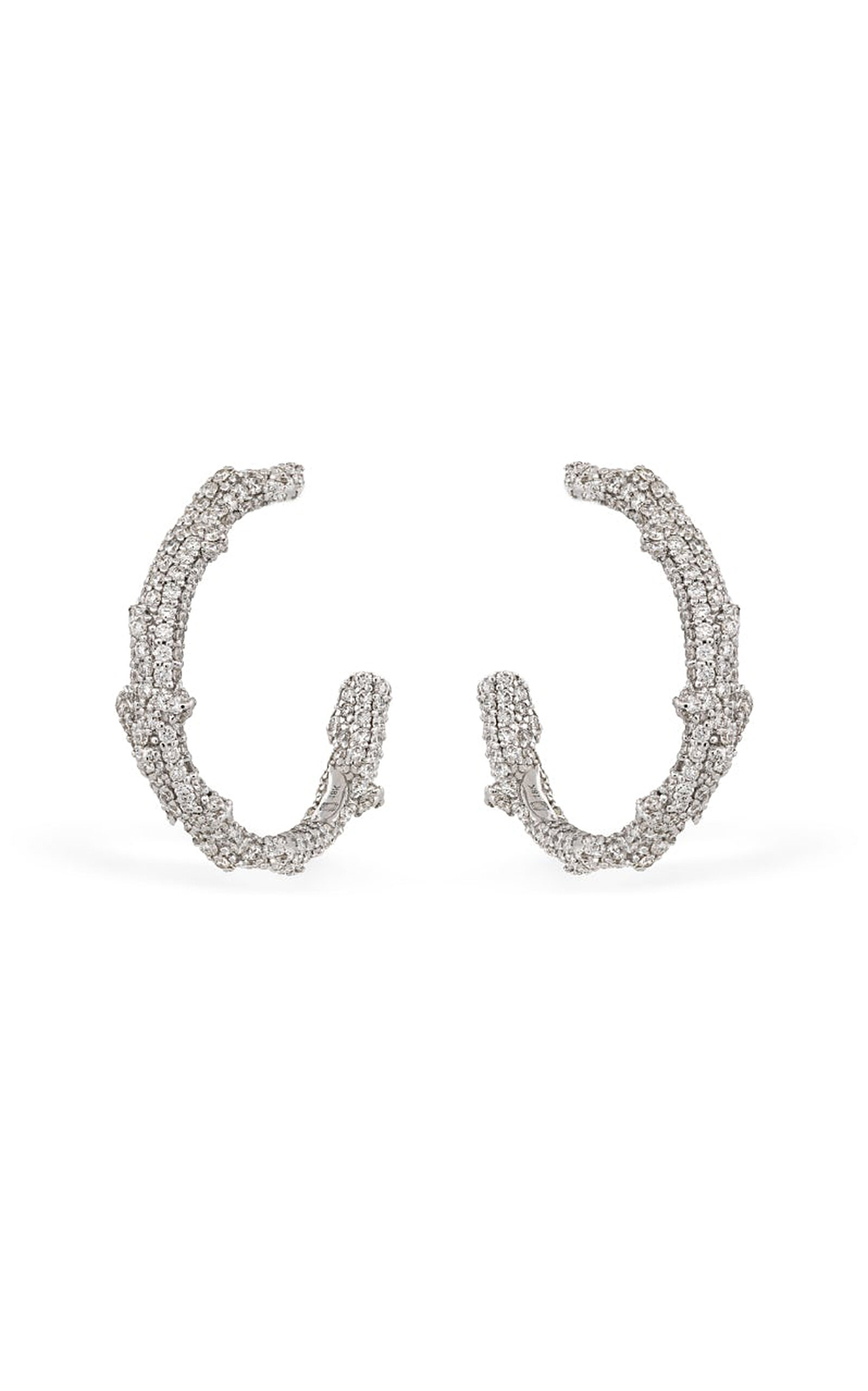 Flora Pave 18K White Gold Diamond Earrings
