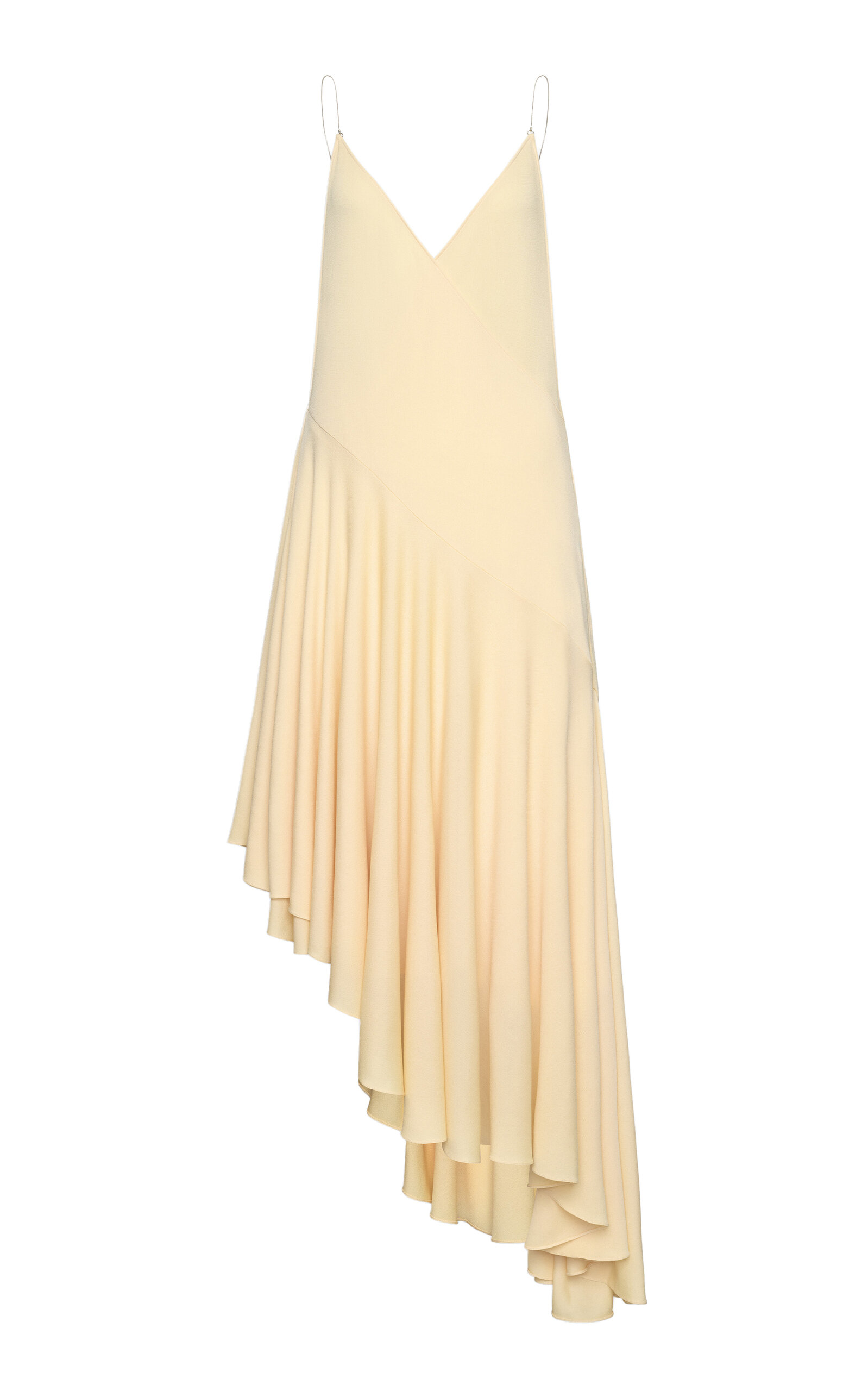 ALAÏA ASYMMETRIC COTTON MIDI SLIP DRESS