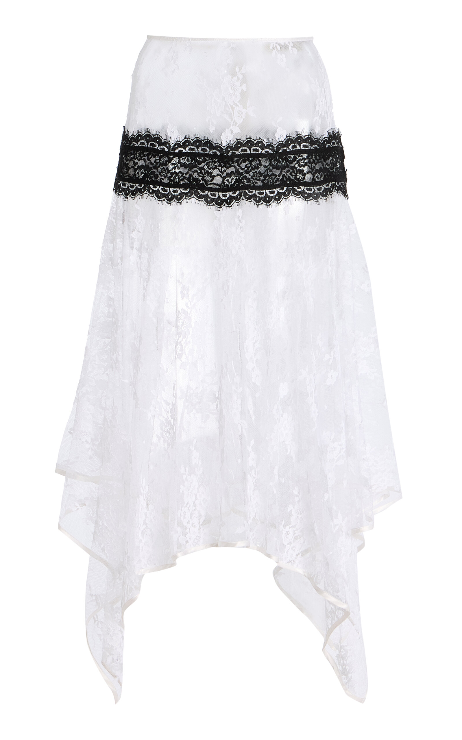 Rodarte Asymmetrical Cotton-blend Lace Midi Skirt In White