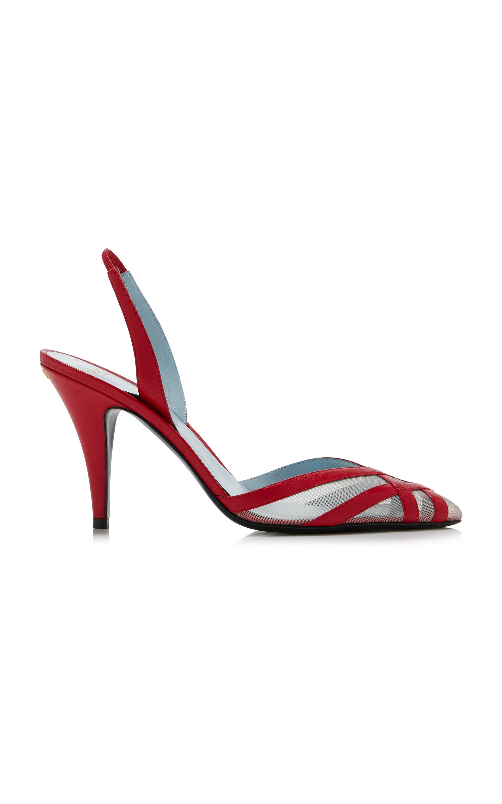 VALENTINO GARAVANI IMPUDANCE LEATHER AND MESH SLINGBACK PUMPS
