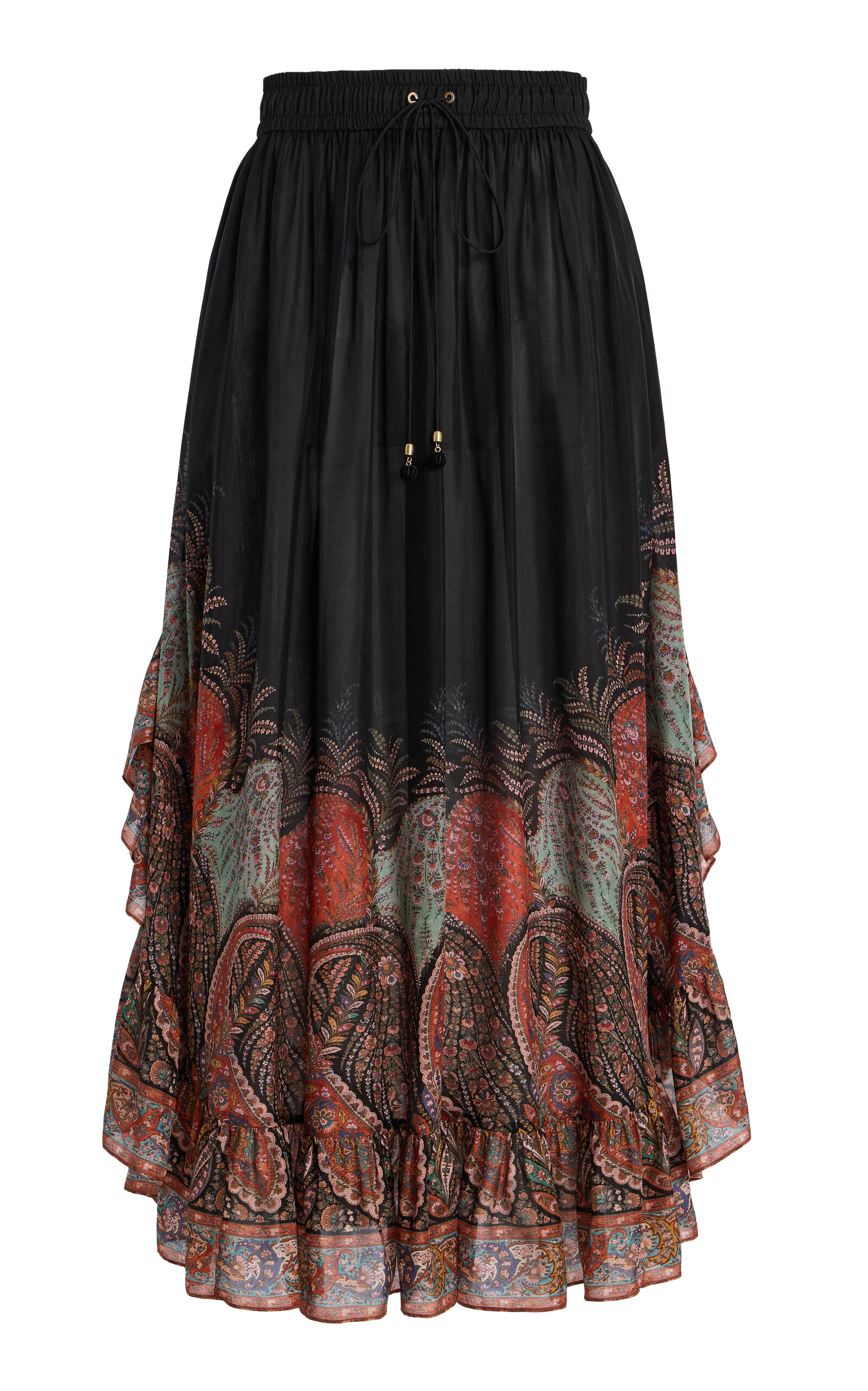 Rhiannon Ruffled Silk Maxi Skirt