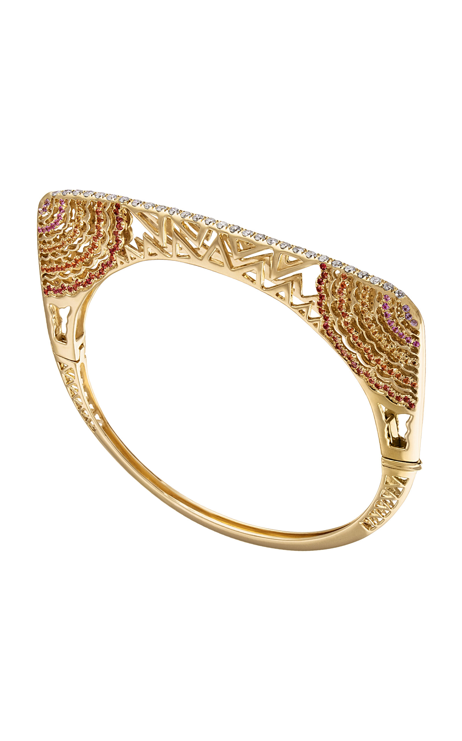 Horizon 14K Yellow Gold Diamond; Sapphire Bangle