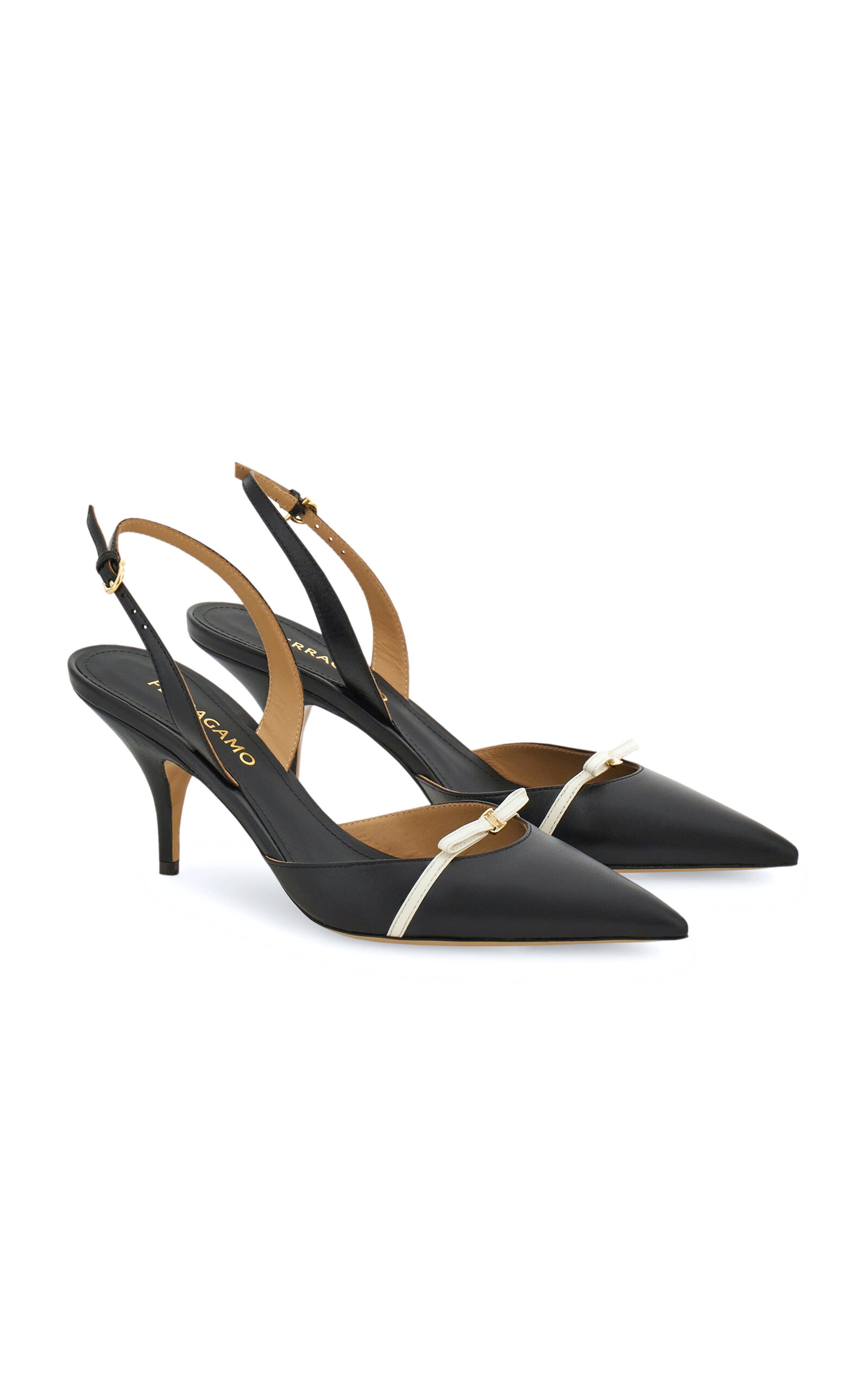 Shop Ferragamo Gylla Bow-embellished Leather Pumps In Black,white
