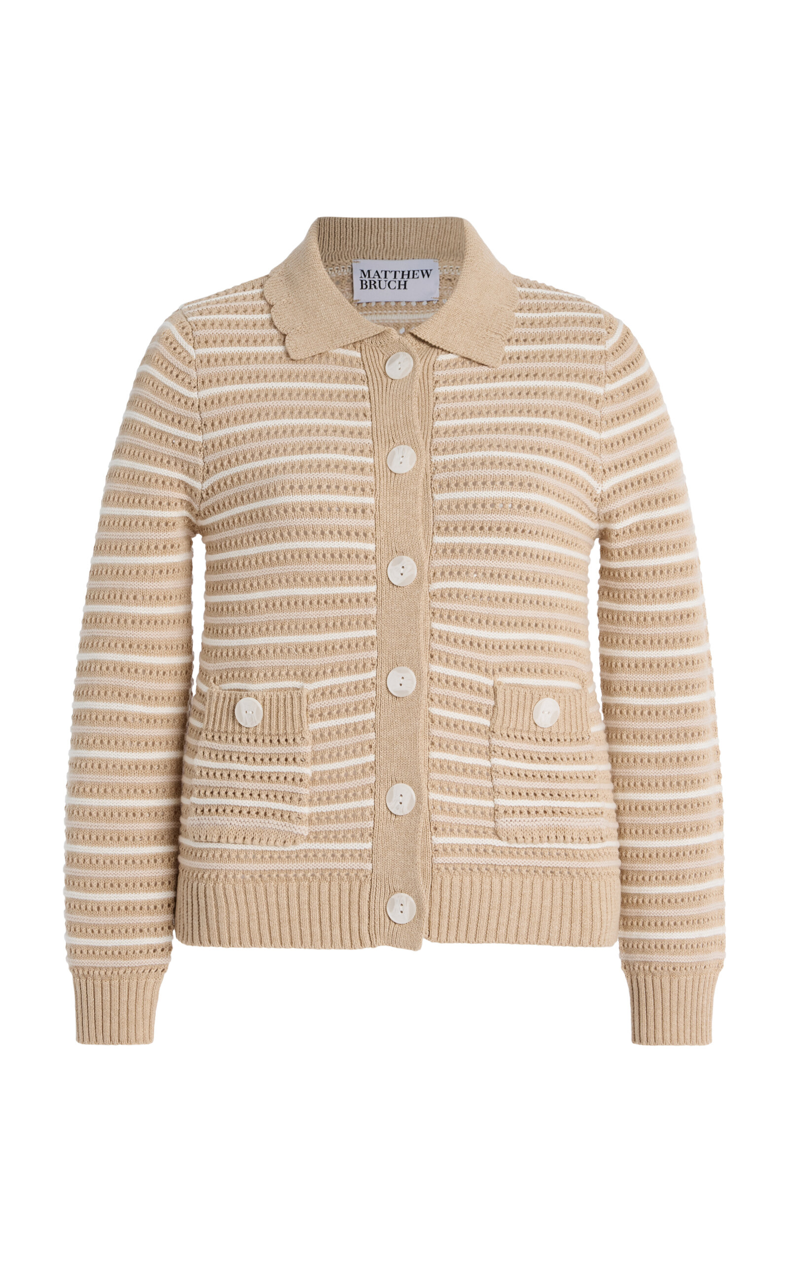 Striped Knit Cotton-Blend Cardigan