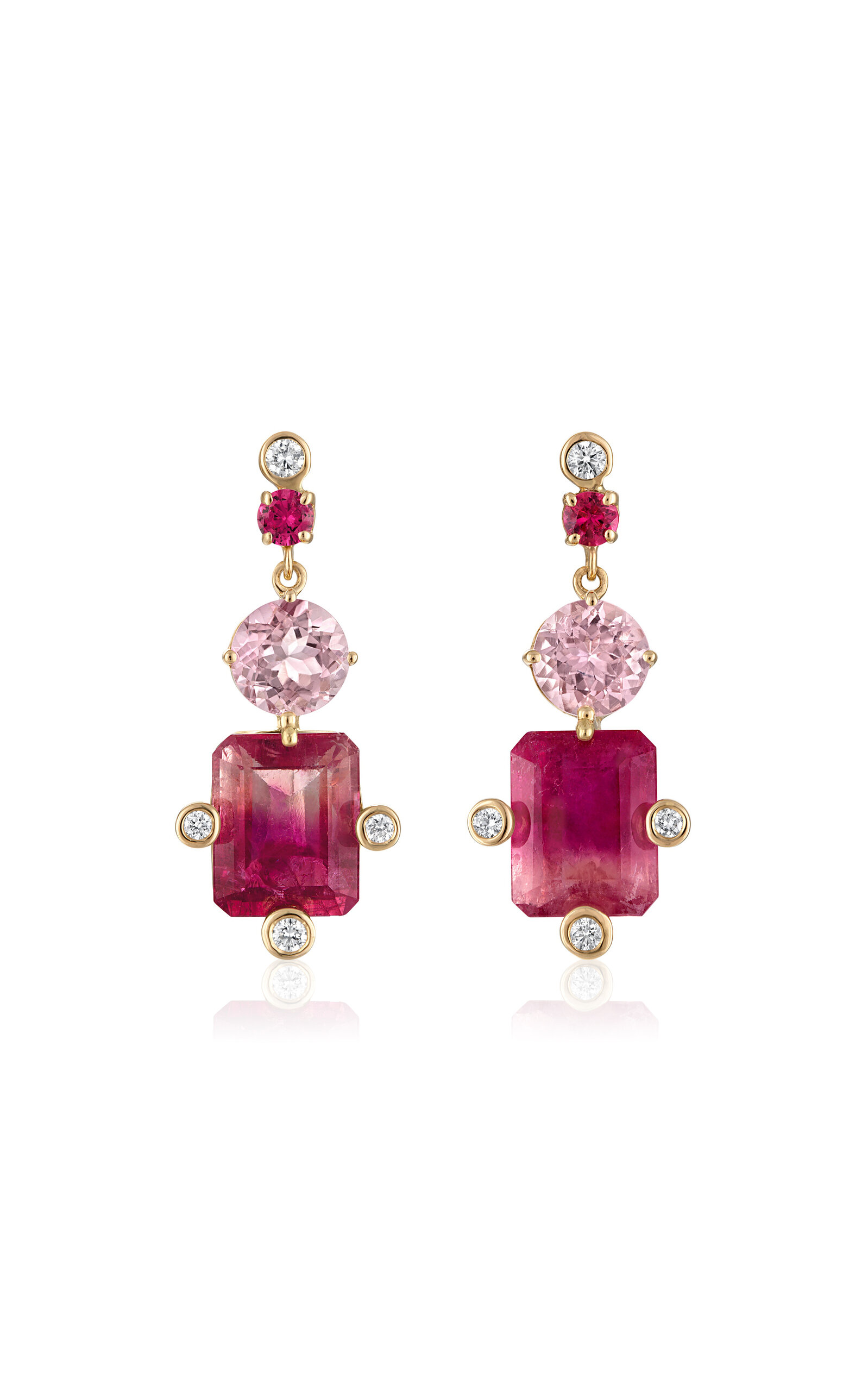 Bicolor 14K Yellow Gold Multi-Stone Earrings