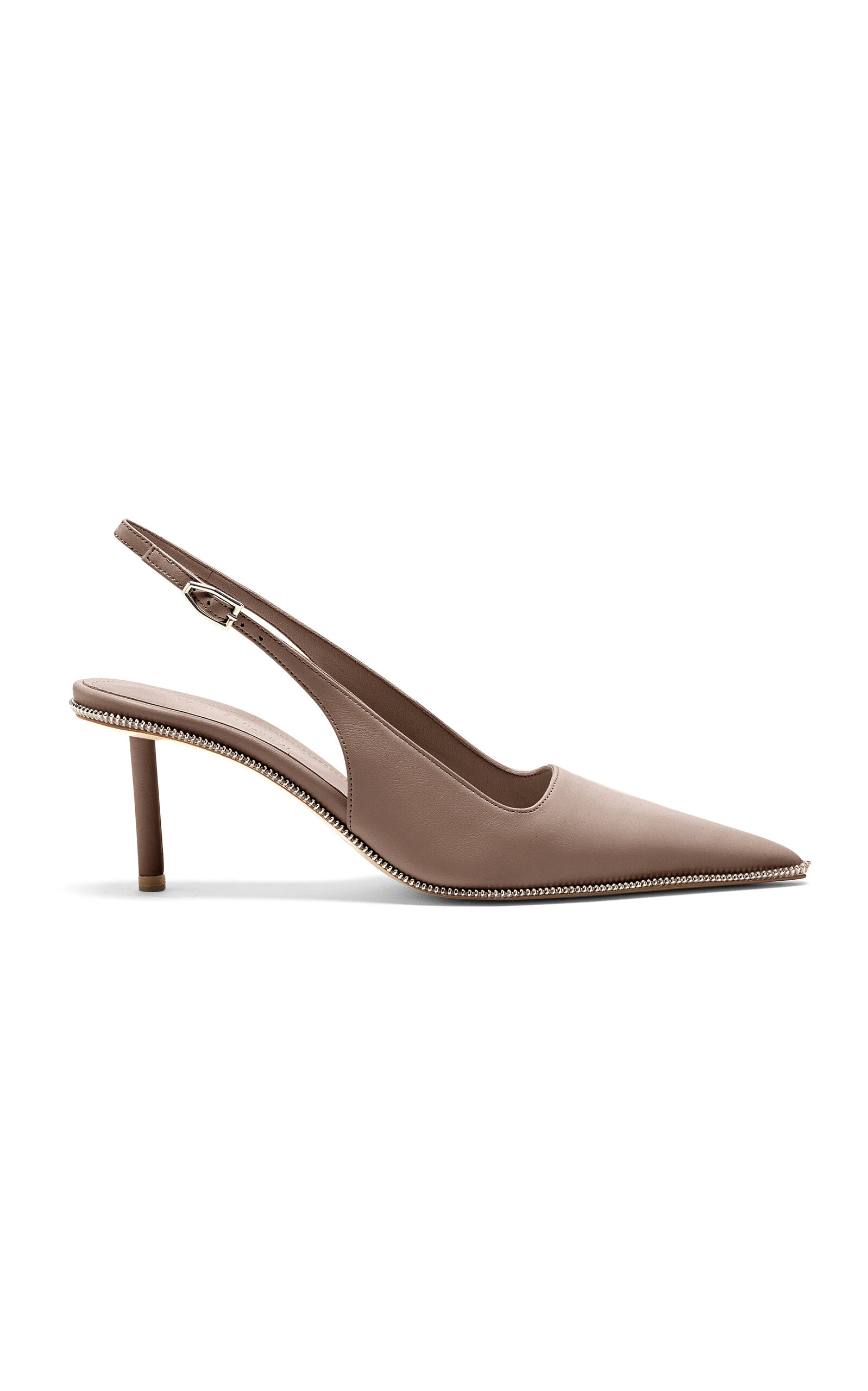 Spike Zip-Detail Leather Slingback Pumps