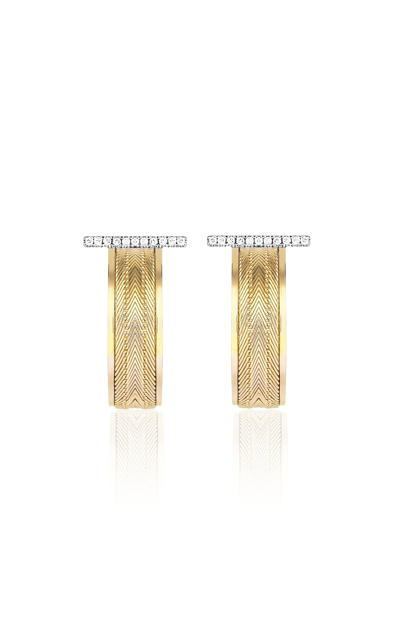 Bold 14K Yellow Gold Diamond Hoop Earrings