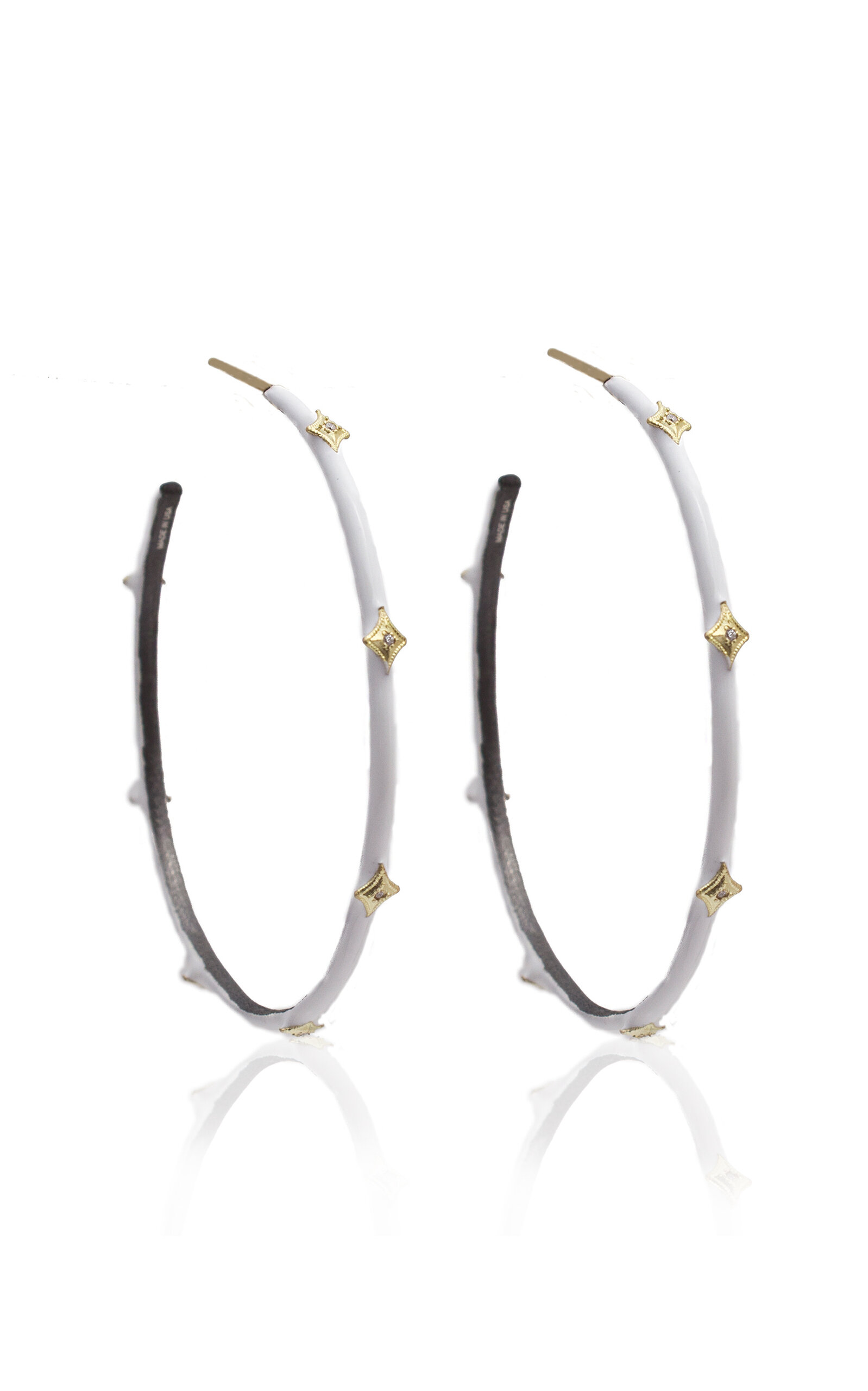 ARMENTA 18K GOLD STERLING SILVER AND WHITE ENAMEL EARRINGS