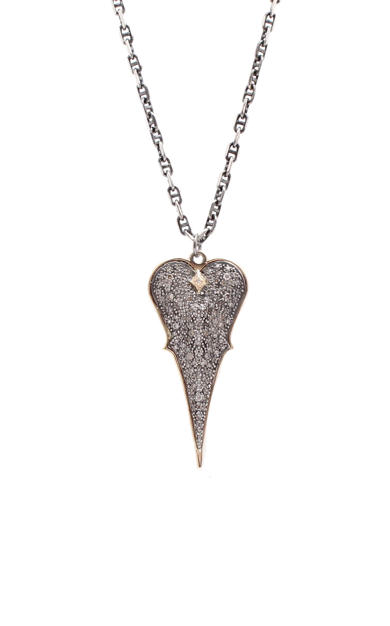 Armenta Heart Shield 18k Rose Gold; Sterling Silver Diamond Necklace In Silver