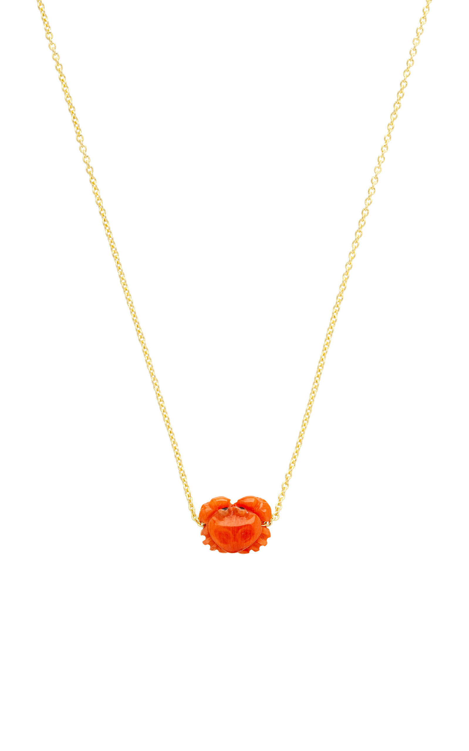 Mini Cangrejo 9K Yellow Gold Coral Necklace